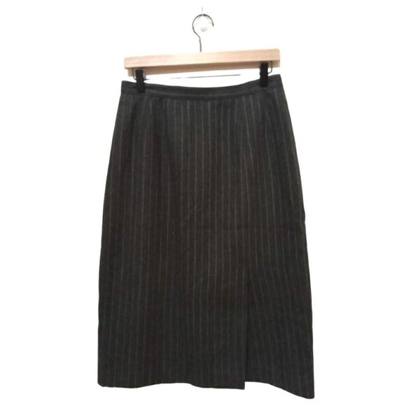 SUITS by Dallas Vintage Gray Pin Stripe Wool A-Line Knee Length Skirt Sz 12 - Picture 1 of 8